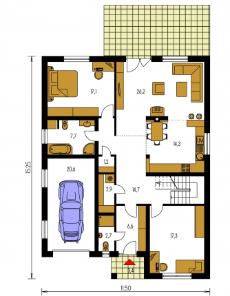 Mirror image | Floor plan of ground floor - BUNGALOW 103